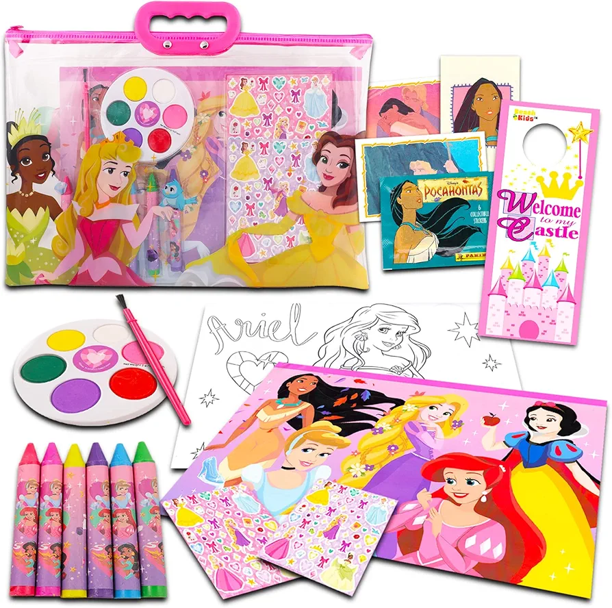Disney Princess Drawing and Painting Set for Kids - Princess Gift Bundle with Coloring Book, Coloring Utensils, Watercolor Paints, Stickers, and More (Princess Crafts)
