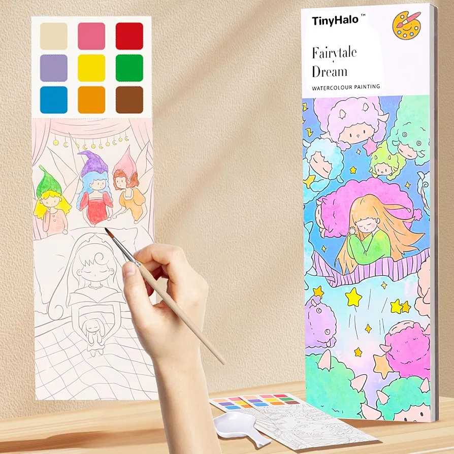 Pocket Paint with Water Books for Toddlers, Art and Crafts for Kids, Portable Watercolor Book for Kids Aged 5+, Art Crafts Easter Basket Stuffer Gift for Drawing (Fairytale Dreams)
