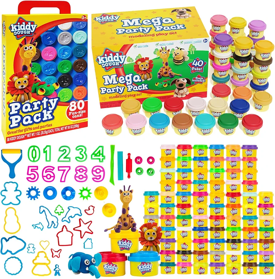 2 in 1 Arts & Crafts Kit Set for Kids – 120 Pack of Dough + Dough Tools - Party Favor Birthday Holiday Arts Crafts Activities Gifts Toys for Kids Boys Girls Age 4+