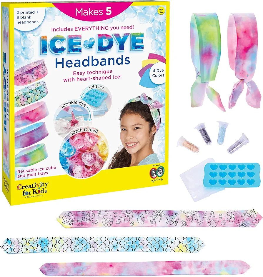 Creativity for Kids Ice Dye Headbands Craft Kit - Create 5 DIY Tie Dye Headbands, Arts and Craft Tie Dye Kit, Gifts for Kids Age 7, 8-12+