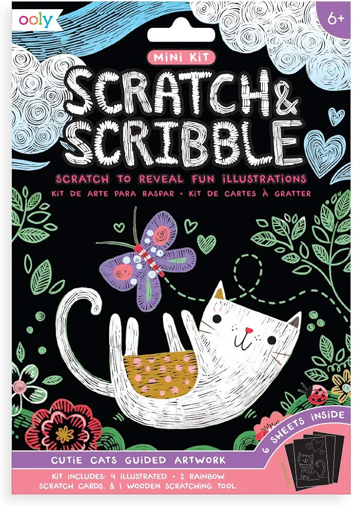 Ooly Mini Scratch & Scribble Art Kit: Cutie Cats