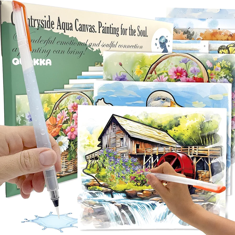 QUOKKA 10PACK Water Painting Dementia Activities for Seniors - Farm Memories - Alzheimers Products for Elderly - Activities for People with Dementia - Crafts for Seniors