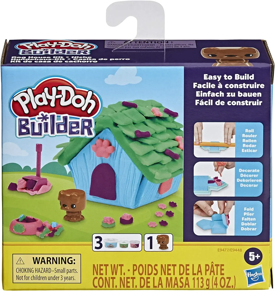 Play-Doh Builder Doghouse Mini Animal Building Kit for Kids 5 Years and Up with 3 Cans, Non-Toxic - Easy to Build DIY Craft Set