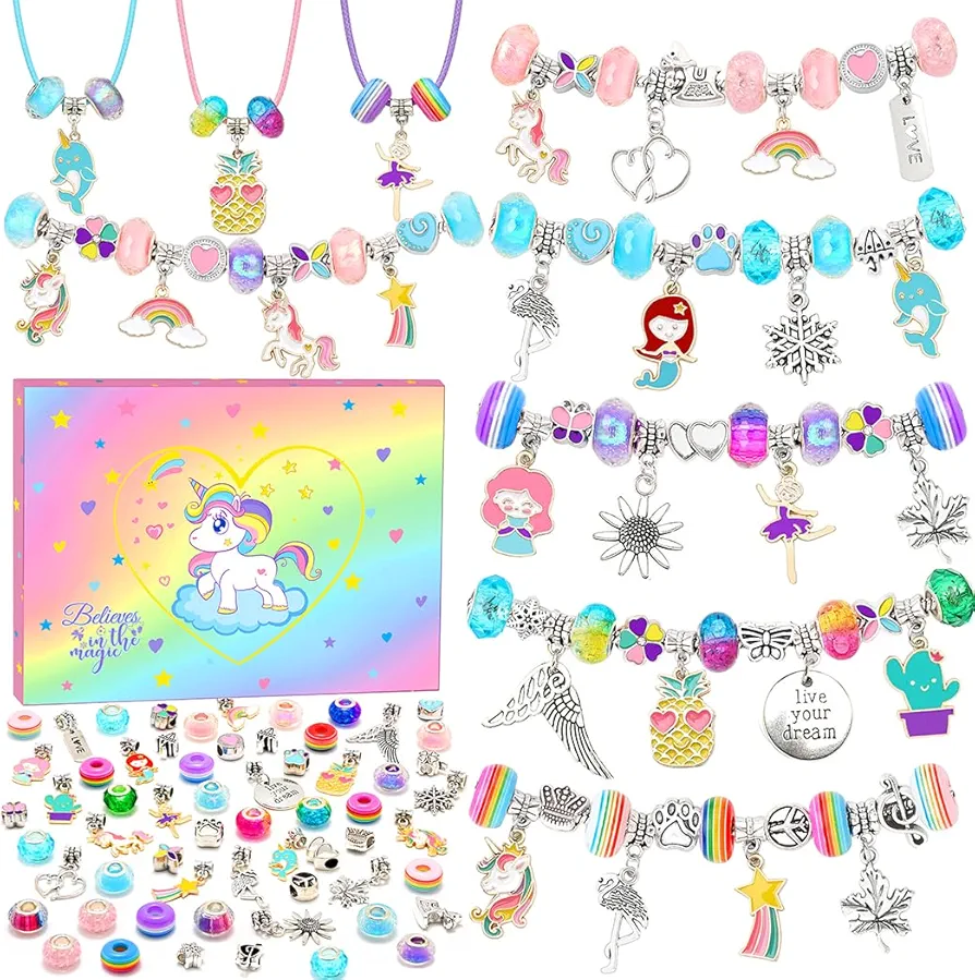 aowenxi Girls Toys Age 6-8, Jewelry Making Kit for Girls 5-7 6-8 Cute Unicorns Gifts for 5 6 7 8 9 10 Year Old Girls, Crafts for Girls Ages 6-8