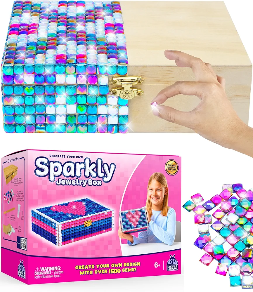 PURPLE LADYBUG DIY Sparkly Girls Jewelry Box for Girls 8-12 Yrs Old - Fun 10 9 8 7 6 Year Old Girl Birthday Gift Idea & Crafts for Girls 8-12 - Girl Toys 8-10, Arts and Crafts for Kids Ages 6-8 Girls