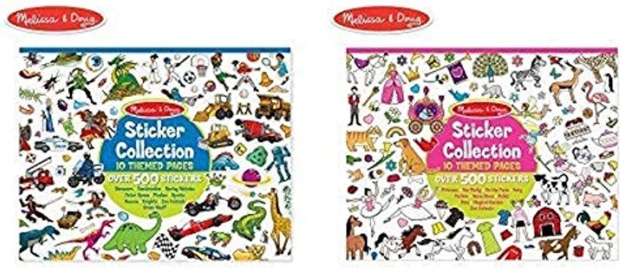 Melissa & Doug Sticker Collection Book, Arts & Crafts, Dinosaurs, Vehicles, Space, and MoreAND Sticker Collection Book; Arts & Crafts; Princesses, Tea Party, Animals, & More