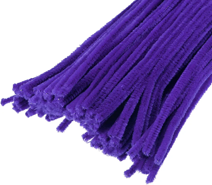 YOKIVE 100 Pcs Pipe Cleaners, Chenille Stems Decoration, Great for DIY Art Craft Supplies (6mm 12 Inch Dark Purple)
