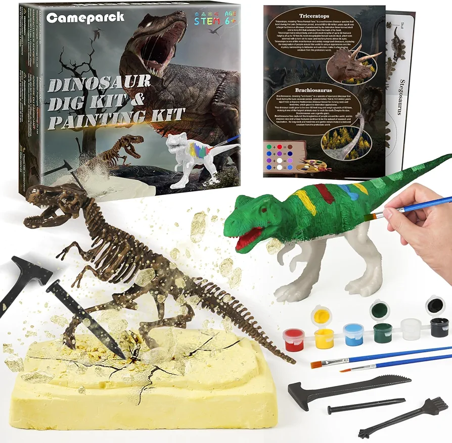 Dinosaur Toys Dig & Art Paint Kit for Kids, Archeology Geology Educational T-Rex Toys,Science Kits for Kids Age 8-12,Arts and Crafts for Kids,STEM Toys DIY Projects Gift for Boys&Girls 6+
