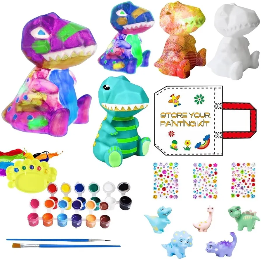 YYFew 4.7 Inches Dinosaur Lamp Arts Supplies Crafts Kit for Kids Ages 8-12, Paint Dinosaur Lamp Kit, DIY Gifts Creative Toys for Girls Boys Birthday