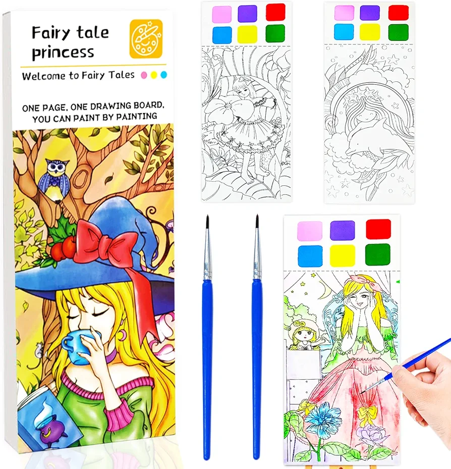 Water Coloring Books for Kids Ages 4-8,Pocket Watercolor Painting Book Kit for Toddlers,Kids Water Color Paint Set Art Crafts,Mini Travel Water Coloring Book,Gifts for Girls Boys