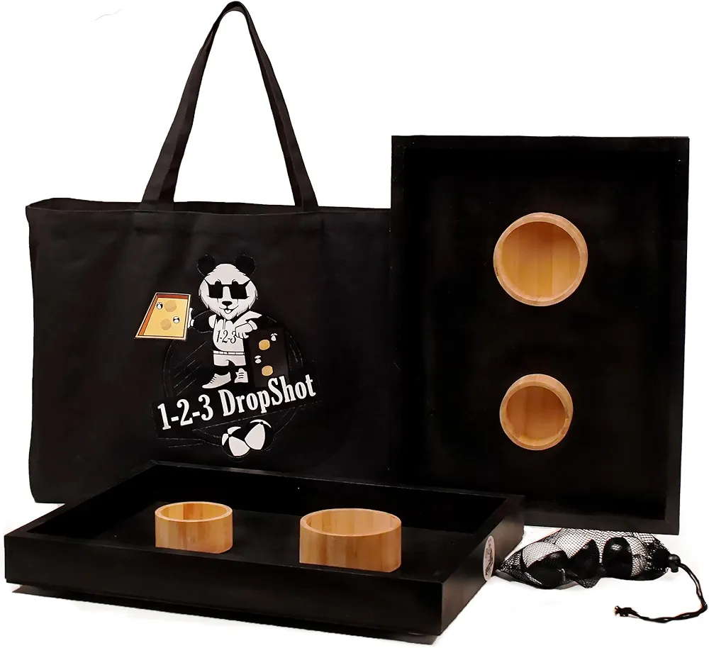 1-2-3 DropShot Game - Bean Bag Game - Includes 2 Dropshot Boxes, 3 Bean Bag Balls, and a Tote Bag - Perfect for Family Gatherings and Outdoor Fun - Backyard Games - Cornhole Game - Outdoor Games