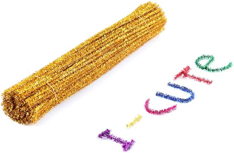 NUOBESTY Cleaner Wire Glitter Paint 100Pcs Cleaners Chenille Stems Craft Glitter Chenille Sticks for DIY Arts Craft Project DIY Christmas Craft Supplies 30cm Christmas Craft Supplies