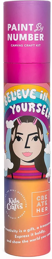 Paint by Number - Believe in Yourself Canvas Painting - DIY All-in-1 Art Kit, Includes Paint & Brushes, Kids Girls Tweens, Ages 7+
