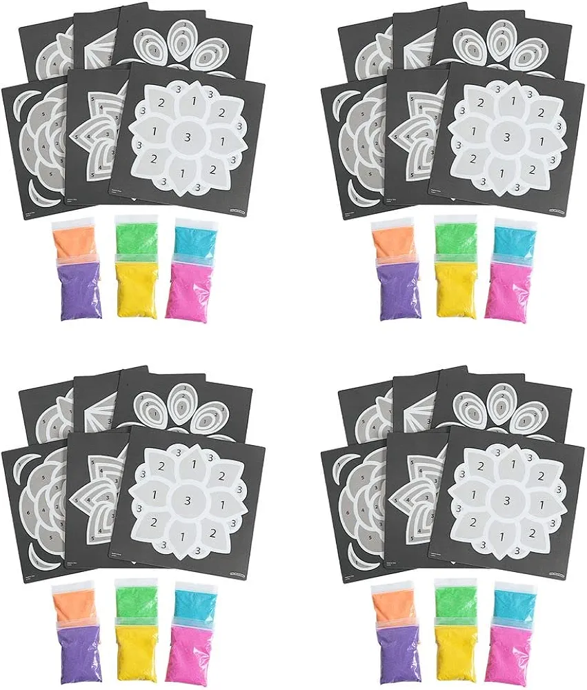 Colorations World of Art - India Rangoli, 6 Designs with Sand - Set of 24