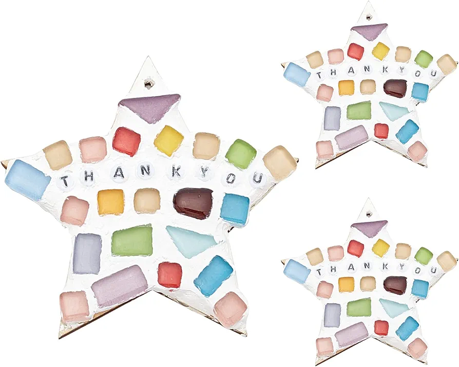WEBEEDY 3 Set Star Mosaic Art Kit Make Your Own Star Mosaic with Glass Tiles DIY Mosaic Craft Kit for Kids & Teens Gift for Party Holiday Favors Home Decoration