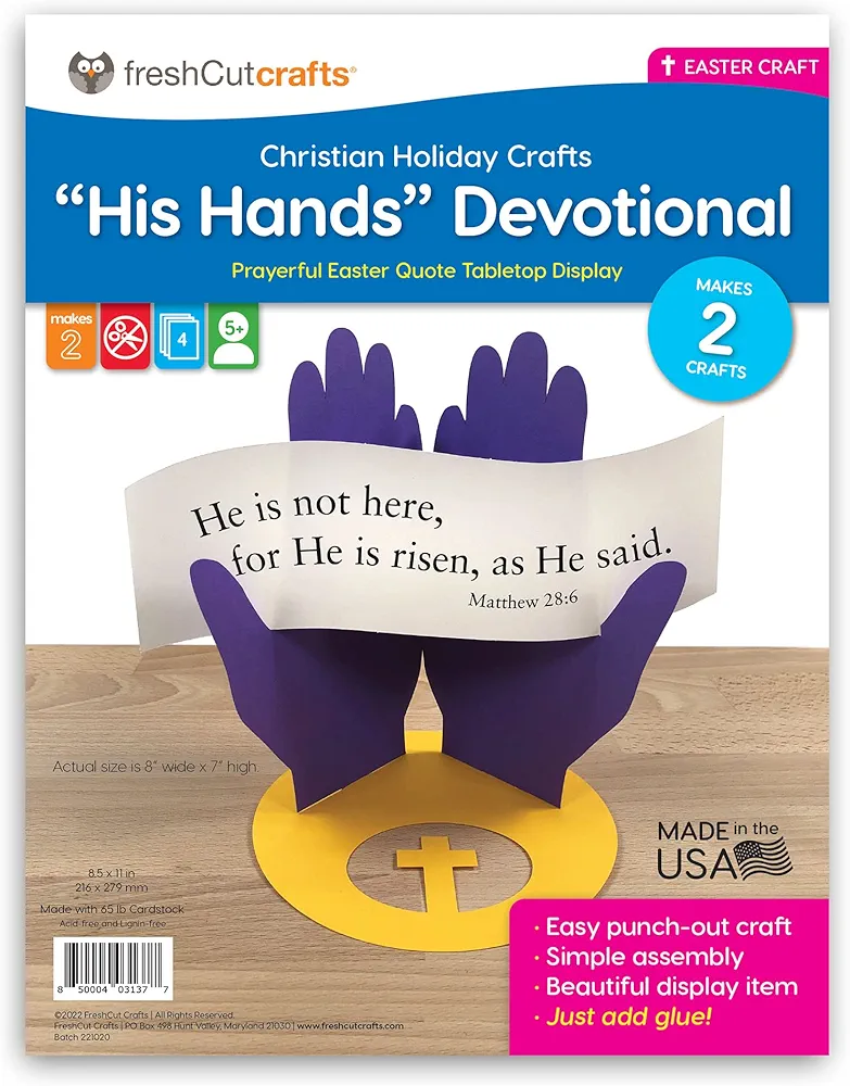 FreshCut Crafts Easter Devotional Matthew 28:6 "He is Risen Punch-Out Paper Bible Craft Kit 2 Pack: Creative Easter Verse & Color Creation Ideas for Children's School Projects, Home & Church Events