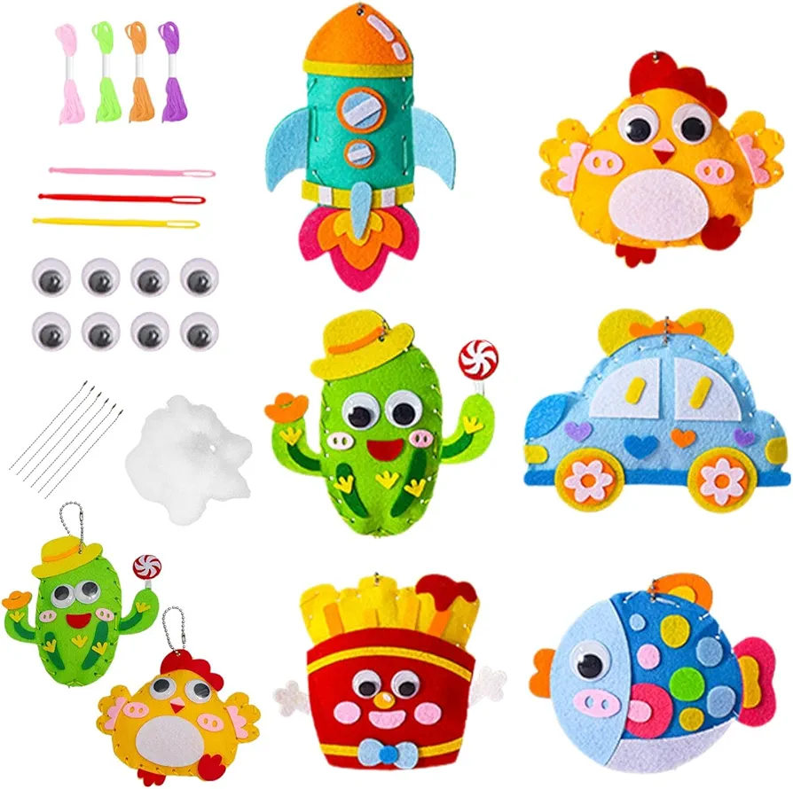 Kids Craft Sewing Kit - Children Sewing Craft Set, Kids Sewing Project Set | Youth Sewing Crafts Kit Kid Sewing Craft Supplies, Fun Diys Craft Kits For Kids Learn Sewing Skills And Make Unique Project