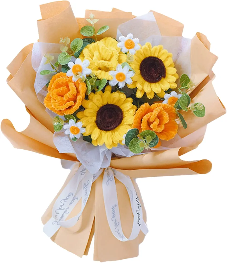 GOVOY Pipe Cleaners Craft Supplies Art Tools Kit for Children Kids Adults DIY Arts Crafts Making Sun-Flower Bouquet Kit to Mother Father's Day Gift