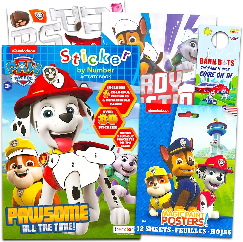 Paw Patrol Sticker by Number Book Set - Paw Patrol Skye Chase Activity Sticker Book Bundle with Sticker Mosaic Book Plus Coloring Pages, Stickers, More | Paw Patrol Activity Book for Kids