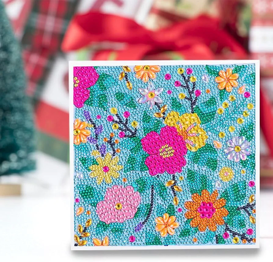 YIMORE 5D Diamond Art Painting Kits Flowers 7.87 x 7.87 inch,with Wooden Frame, Full Drill Mosaic Gems Paint Sets by Number Kits for Room Decoration