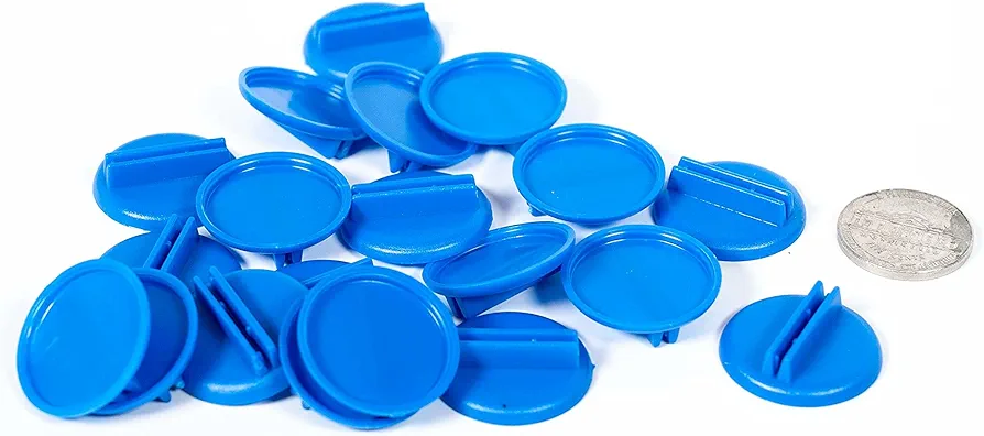 Morrison Games Plastic Card Stand to Hold up Playing Cards or Cardboard Marker Cut-Outs: Set of 20 Blue Color Round Board Game Playing Pieces (School Classroom Supplies, Arts & Crafts Projects)