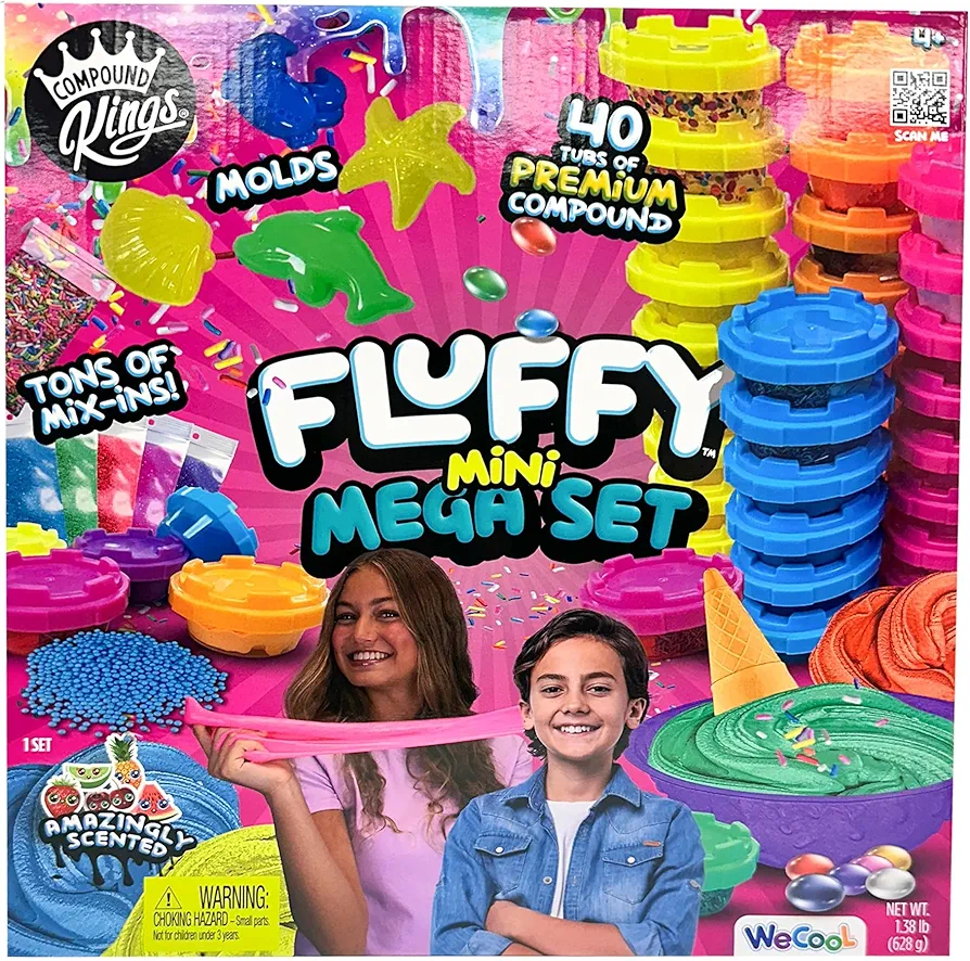 Compound Kings Ultimate Fluffy Slime 40 Pack Bulk Party Pack, Birthday Favors, Classroom Rewards, Arts and Crafts Mega Set for Boys and Girls