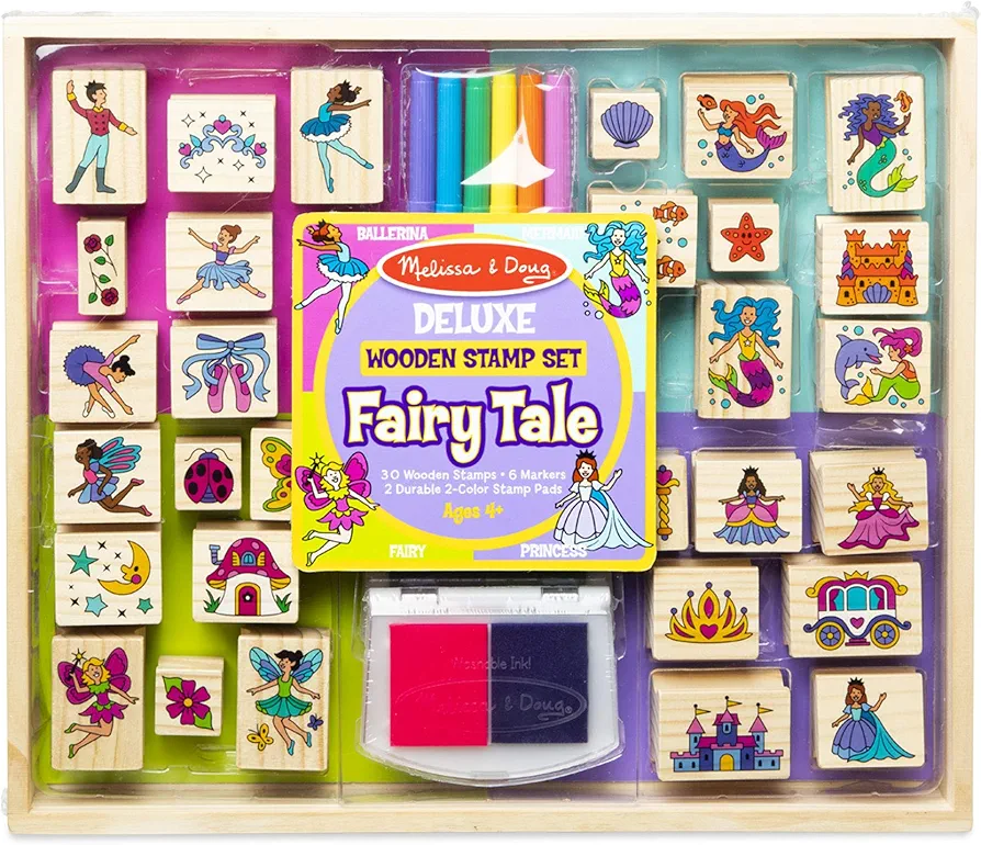 Melissa & Doug 41900 Deluxe Wooden Stamp Set-Fairy Tale | Arts & Crafts | 3+ | Gift for Boy or Girl
