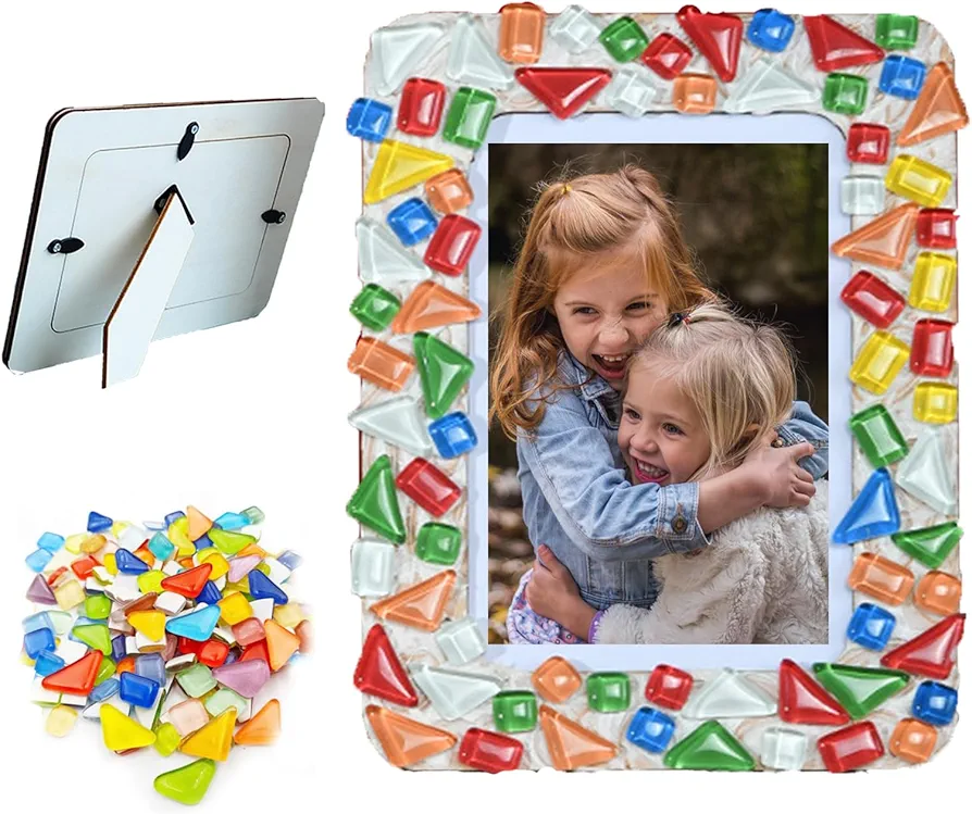 DIY Mosaic Picture Frame Kit for Kids,Arts and Crafts for Kids Ages Fun DIY Craft Kits for Girls Ages 6-8 Years Old,Arts & Crafts for Kids & Tweens-Tweens,Gifts of 6-8,8-12,10-12