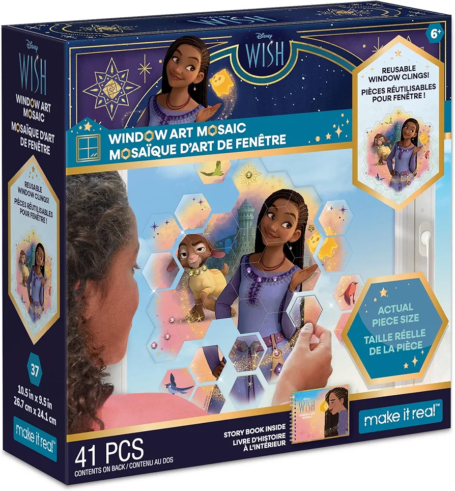 Disney Make It Real Window Art | Wish |Asha & Valentino | DIY Mosaic, Craft Cling on Reusable 41 Pieces, 6+