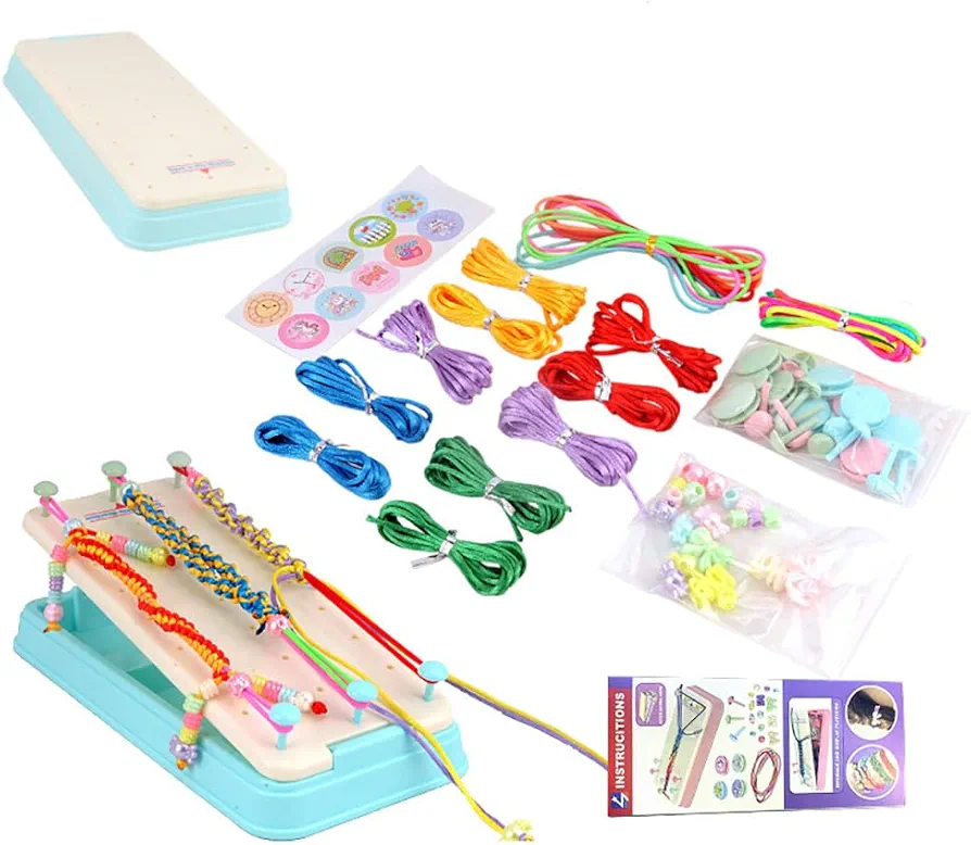 Friendship Bracelet Making Kit for Girls, Creative Arts and Crafts Set for Endless Fun- Popular Bracelets String Maker Toys Set, BLUE, HDJ-SG-01