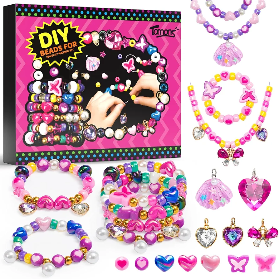 Tomons Charm Bracelet Making Kit for Girls,Crafts for Girls,Jewelry Making Kit Gifts for Girls 6-12 Years Old,Birthday Gift Ideas & Kids Toys Ages 6,7,8,9,10