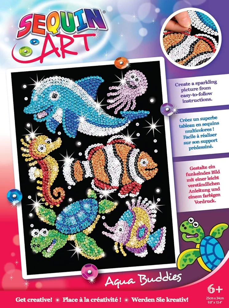 Sequin Art Red, Sealife Scene, Sparkling Arts and Crafts Picture Kit; Creative Crafts for Adults and Kids