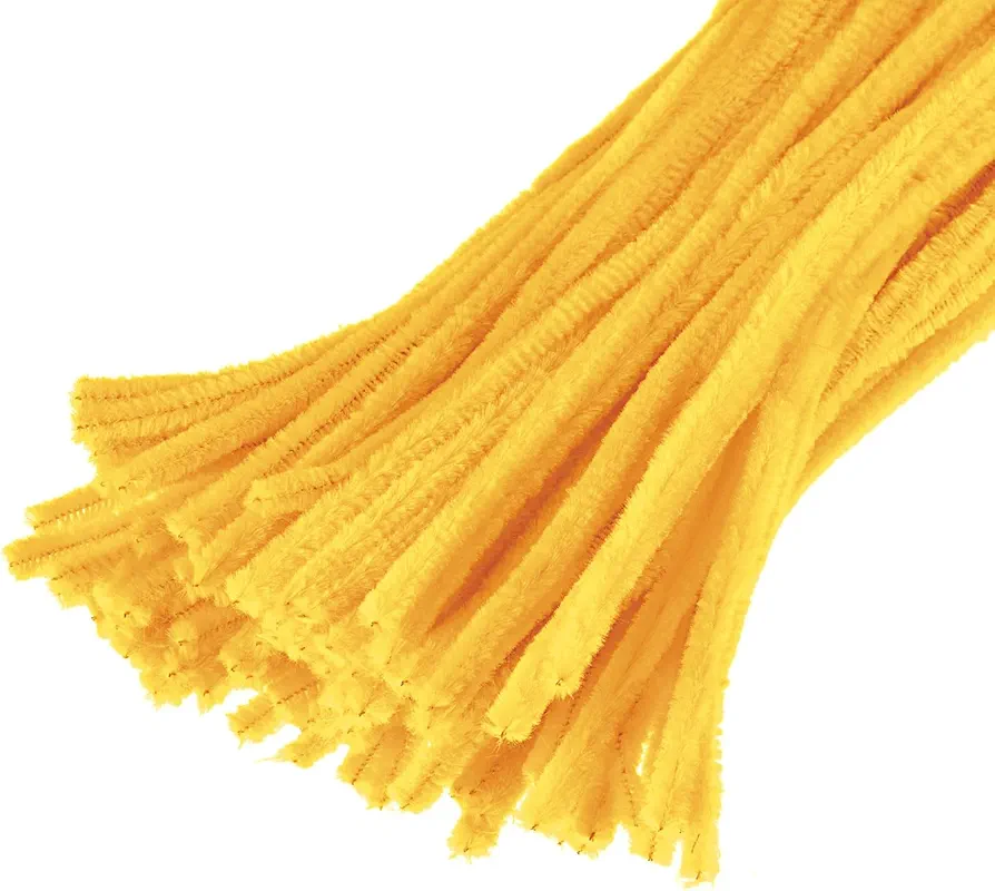 YOKIVE 100 Pcs Pipe Cleaners, Chenille Stems Decoration, Great for DIY Art Craft Supplies (6mm 12 Inch Light Yellow)