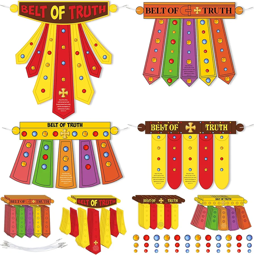 24 Sets Armor of God Craft Kit for Kids DIY Armor of God Belt Craft Sunday School Crafts Religious Christian Bible Crafts for Children Fun Home Classroom Activities Party Favor Decorations