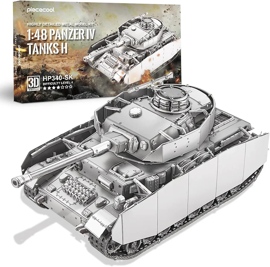 Piececool Metal 3D Puzzles for Adults, Germany Panzer IV Tanks Model Building Kits (1:48 Scale), DIY Assembling Arts and Crafts, Best Christmas Birthday Gifts