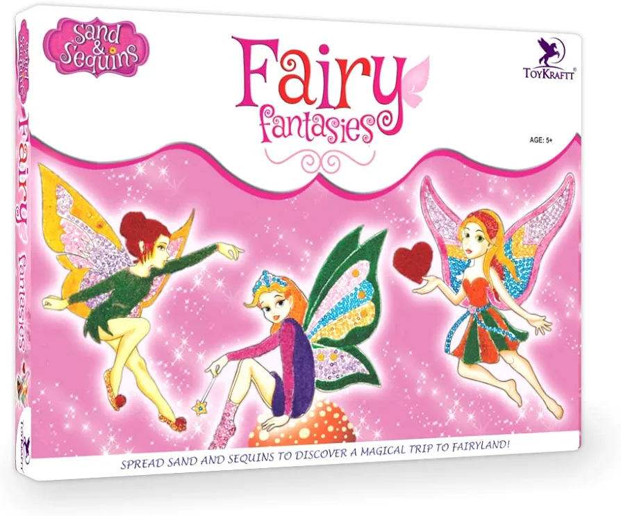 Toykraft Arts and Craft for Kids Ages 5-12, Sequins and Sand Art Kits, Fairies Toys for Girls, Gift for Girls - Fairy Fantasies