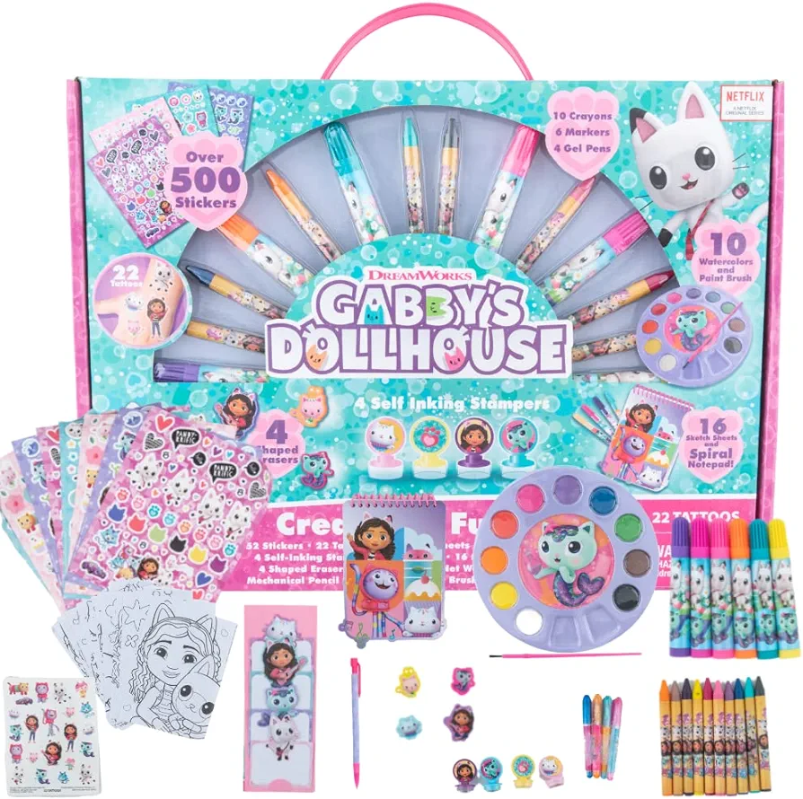 Innovative Designs Gabby's Dollhouse Creativity Fun Kids Art Set for Coloring, Painting, and Crafts