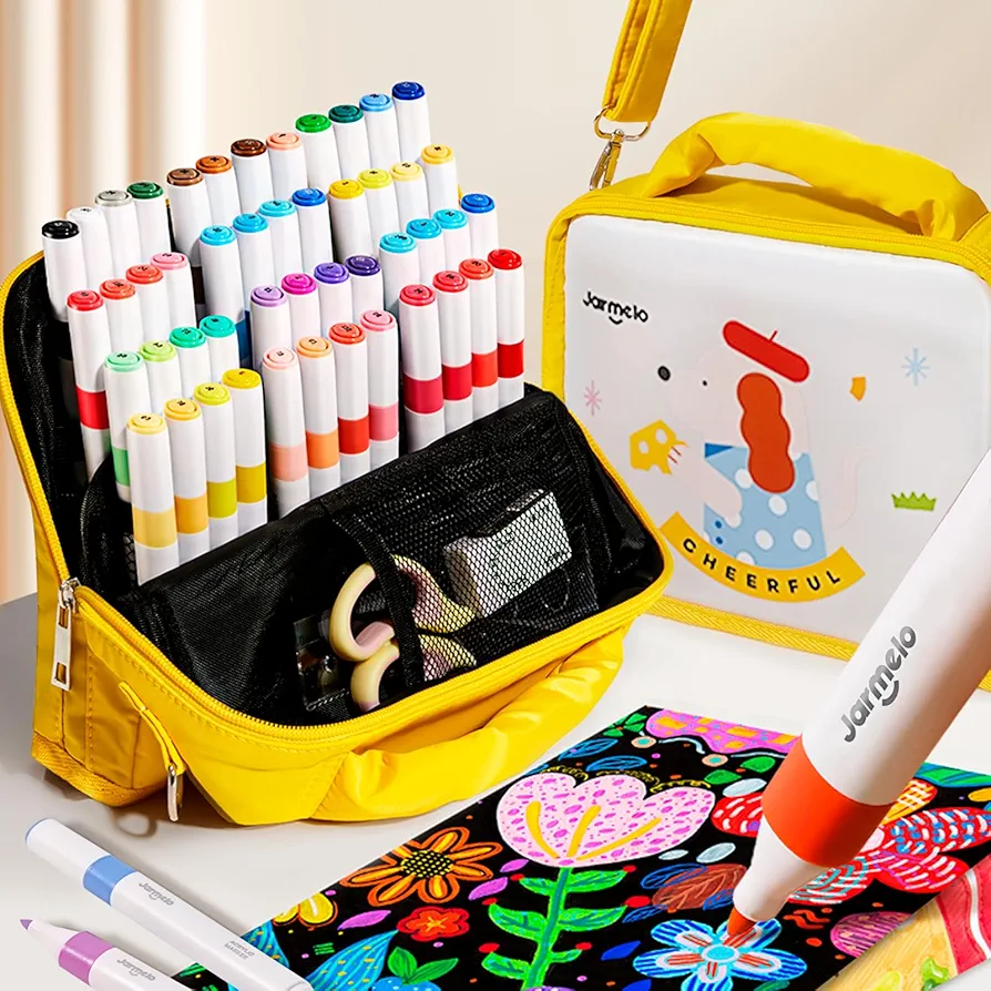 48 Colors Acrylic Markers - Ultra Soft Nib,Arts and Crafts Coloring Markers Set for Kids, Back to School Supplies for Kids, Nontoxic, Markers with Cheese Bag