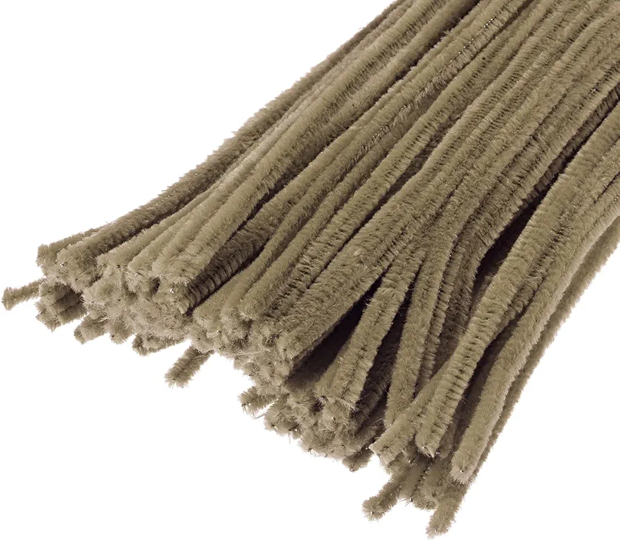 YOKIVE 200 Pcs Pipe Cleaners, Chenille Stems Decoration, Great for DIY Art Craft Supplies (6mm 12 Inch Light Brown)