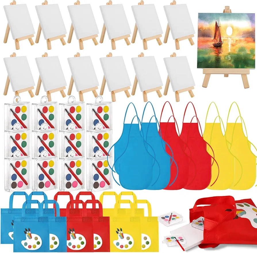DreamdaMoonnly Watercolor Paint Set of 24 - Art Stuff for Kids Party Favors - Mini Watercolor Set Goodie Bags for Kids Birthday Party - Art Party Supplies for Kids Painting Class