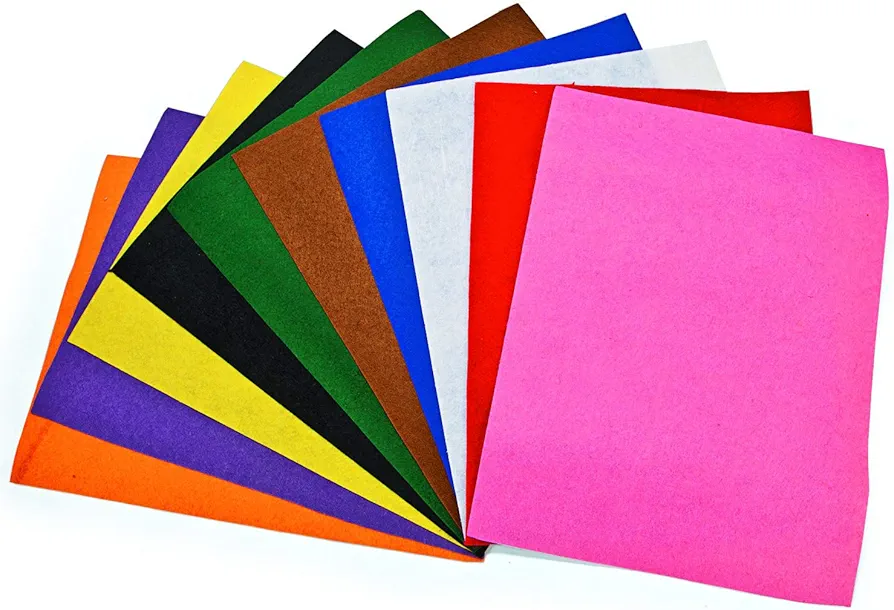 Gigantic Fantastic Felt Sheets in 10 Bright Vivid Colors (Bulk Set of 50) Crafts for Kids and Adults and Fun Home Activities