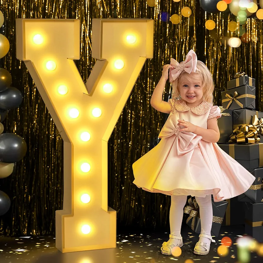 YBQZ Marquee Light Up Letters, 4FT Marquee Letters Large Light Up Letters for Baby Shower Birthday Wedding Party Decor, Marry Me Light Up Letters Big Mosaic Letters for Party Decorations,Foam Letter Y