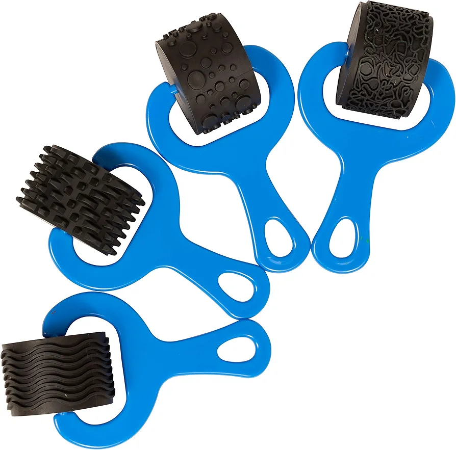 READY 2 LEARN Paint and Dough Explorers - Set 1 - Set of 4 - Sturdy, Chunky Texture Rollers for Kids and DIY - Art Tools for Pottery, Posters and Dough