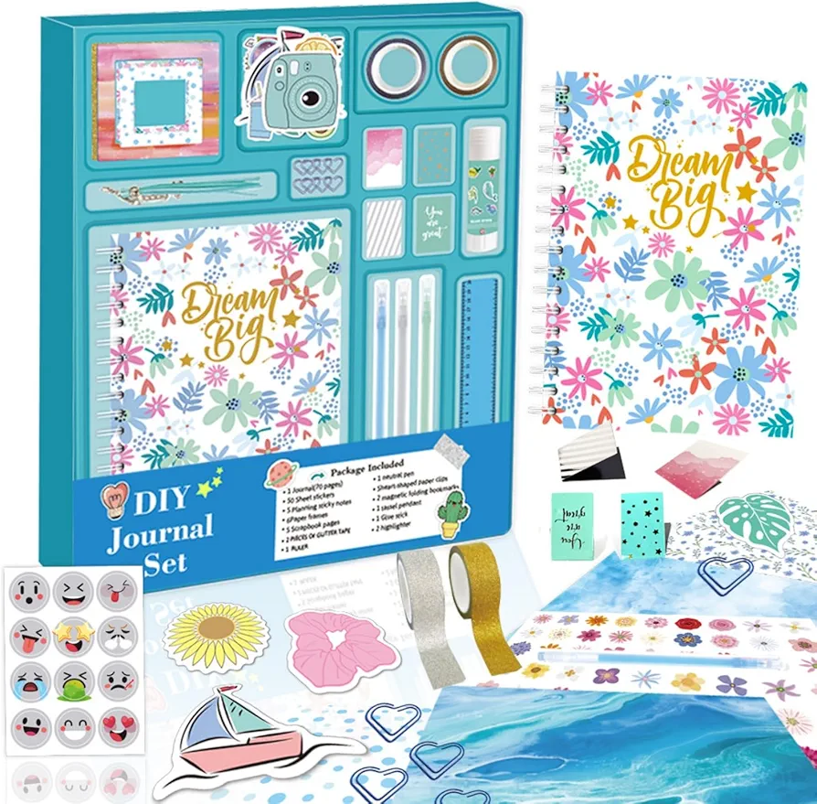 DIY Journal Kit,Gifts for Girls Age of 8 9 10 11 12 13 Years Old,Stationery Set,Scrapbook & Diary Supplies Set,Art Supplies for Teenage Girls,Birthday Gifts Ideas for Girls
