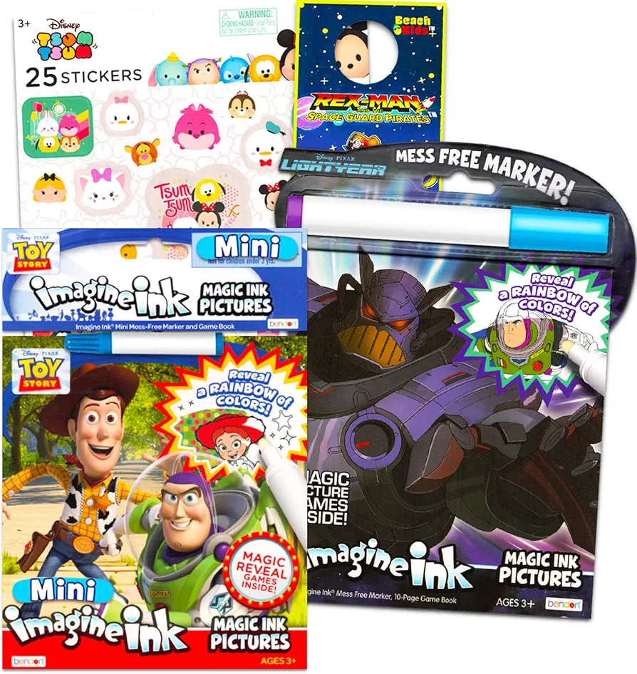 Disney Toy Story Lightyear Imagine Ink Coloring Book Set Kids, Toddlers - 2 Toy Story Mess-Free Activity Books with Stickers, and More (Toy Story Lightyear Party Favors)