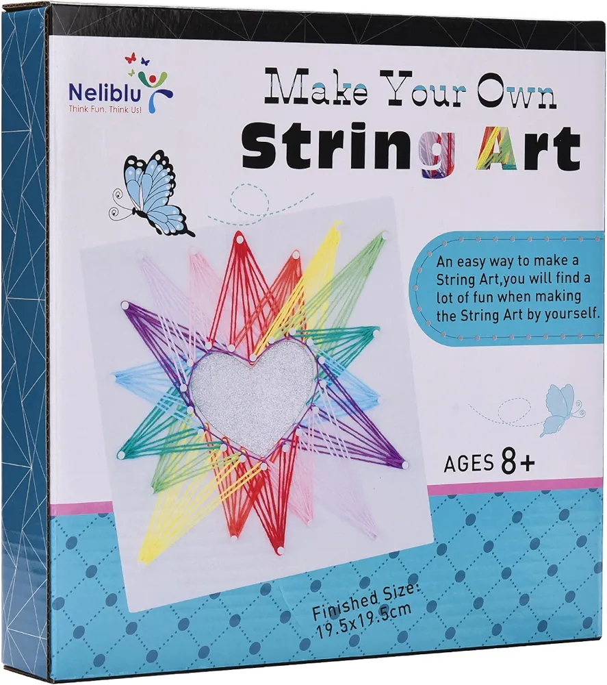 Amazaque DIY String Art Craft Kit for Kids - Colorful Arts and Crafts Projects - Creative and Unique Birthday Gift for Little Girls - 3D Yarn Crafting Kits - Sewing Set with Art Patterns for Kid
