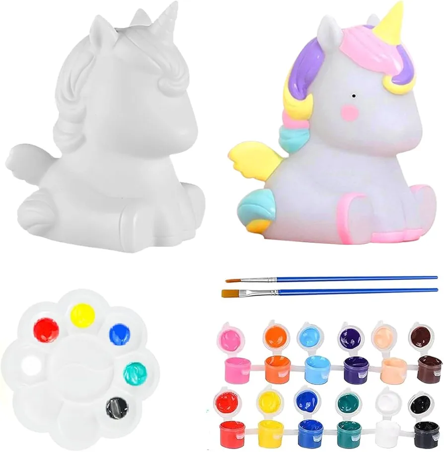 T-Antrix Paint Your Own Unicorn Lamp Kit- Painting kit for Kids 6-12, DIY Unicorn Crafts Night Light for Girls Boys Ages 3+ Arts and Crafts Supplies for Kids Ages 8-12