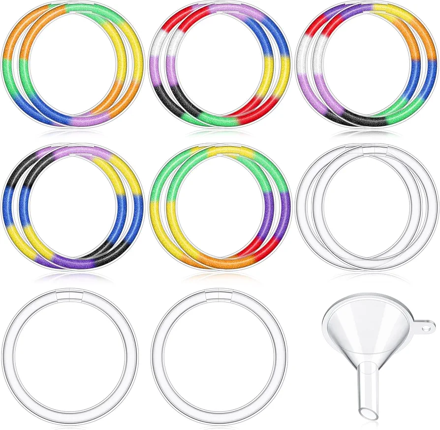 Libima 48 Pcs Sand Art Bracelets Kids, Clear Hollow Plastic Bracelet for Sand with 5 Mini Funnels Plastic Small Funnel for Sand Art Crafts and Party Favors