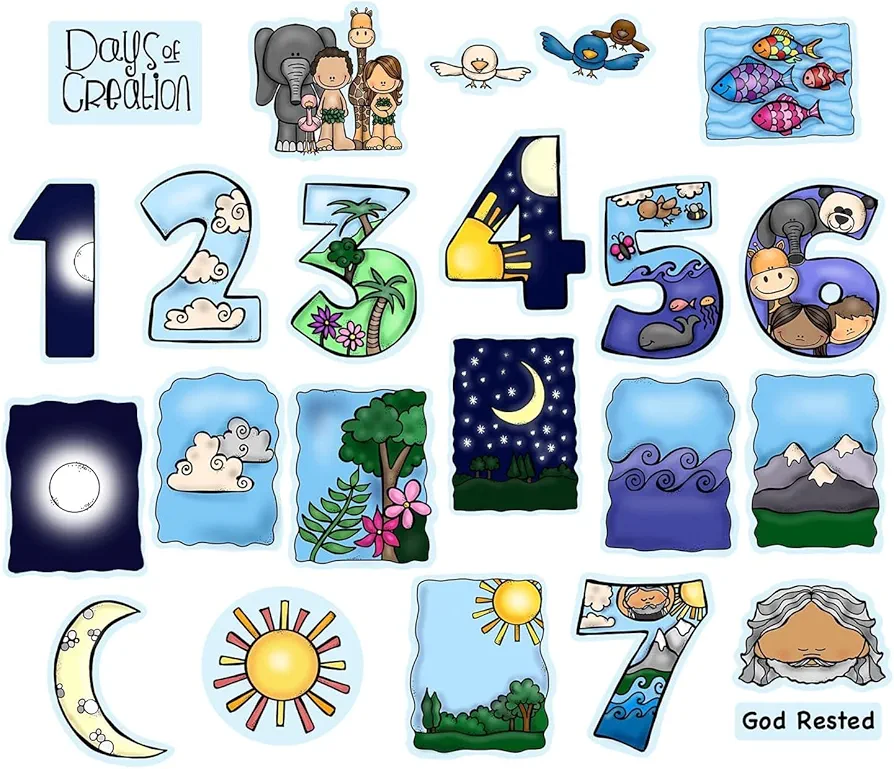 Days of Creation 23 PRECUT Felt Figures Bible Felt/Flannel Board Stories Story Plus Lesson Guide & Activity Coloring Pages