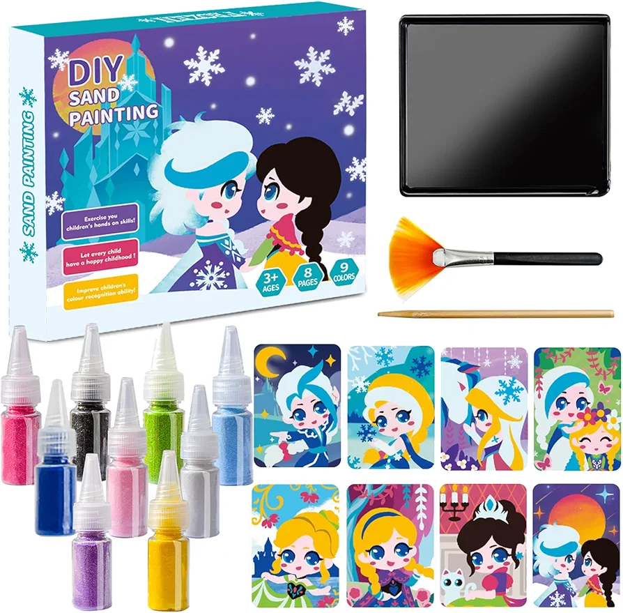 TNOONE Crafts for Girls Ages 4-8,DIY Crafts for Kids,Sand Art Kits for Kids,Color Sand Art Pictures Art and Crafts,Sand Painting for Kids,Ideal Gifts for Boys Girls